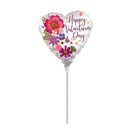 22cm Happy Valentine's Day Pressed Flowers Foil Balloon