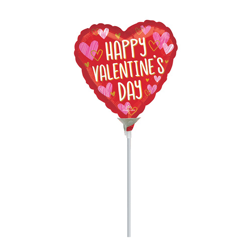 10cm Happy Valentine's Day Sketched Impressions Foil Balloon