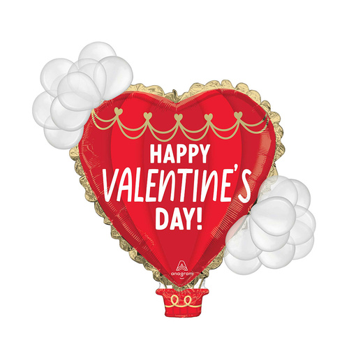 SuperShape Latex Accented Happy Valentine's Day Hot Air Balloon Foil Balloon