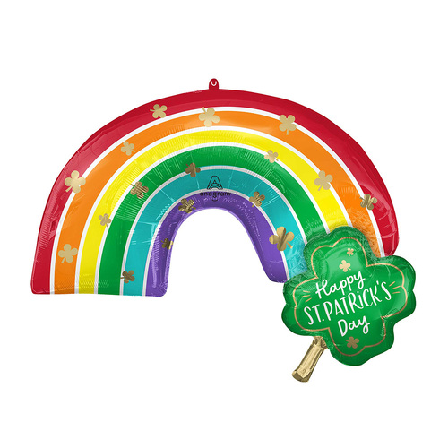 SuperShape Happy St Patrick's Day Rainbows & Shamrocks Foil Balloon