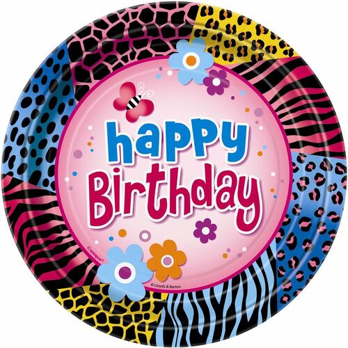 Wild Birthday Paper Plates 18cm 8 Pack