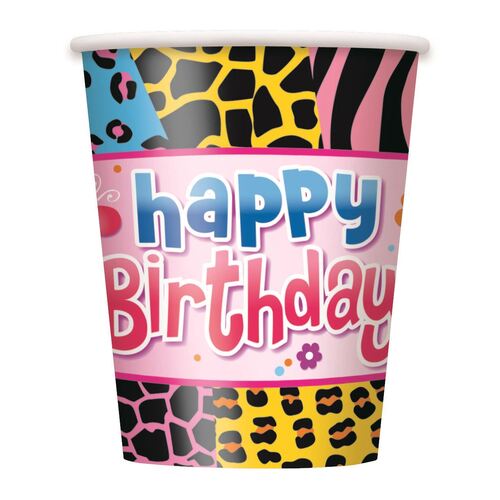 Wild Birthday Paper Cups 8 Pack 270ml