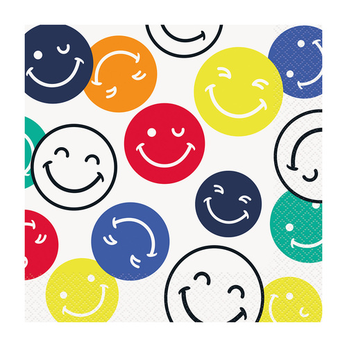 Colourful Smiles Luncheon Napkins 2ply 33cm X 33cm 16 Pack