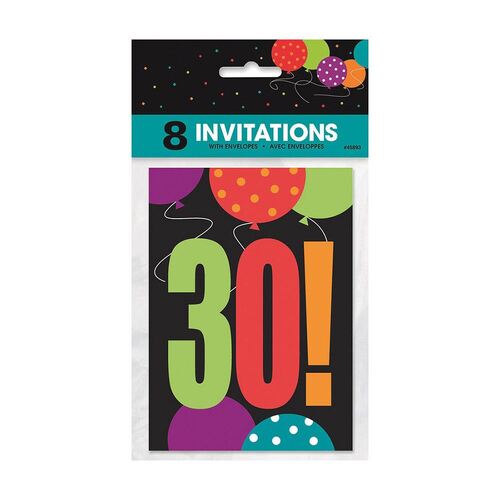 Birthday Cheer 8 Invitations  30 