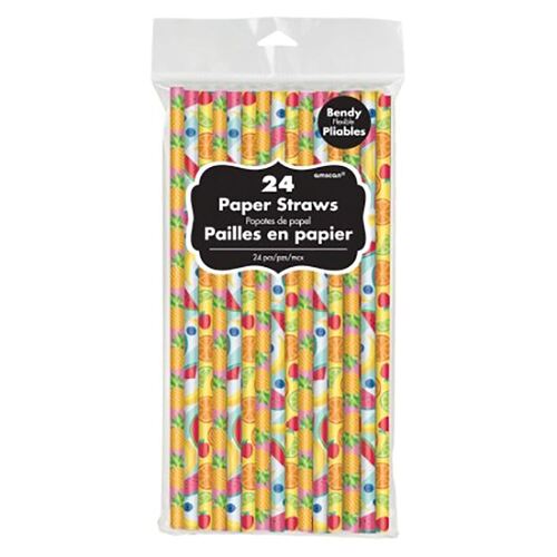 Fruit Print Design Paper Straws 24 Pack