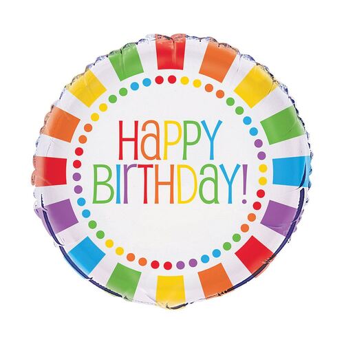 45cm Rainbow Birthday Foil Balloon  Packaged