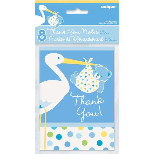 Baby Boy StorkThank You Notes 8 Pack
