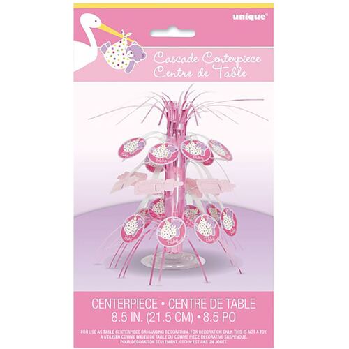 Baby Girl Stork Mini Cascade Centerpiece 21.59cm H