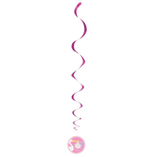 90cm Baby Girl Stork Swirl Decos 3 Pack