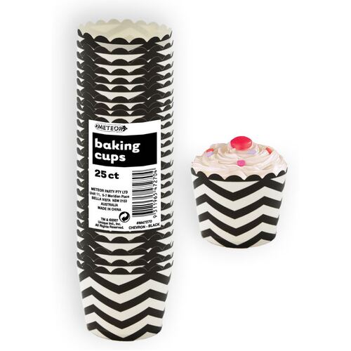Chevron Midnight Black Paper Cupcake Baking Cups 25 Pack