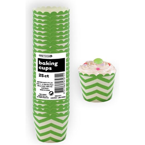 Chevron Lime Green Paper Cupcake Baking Cups 25 Pack