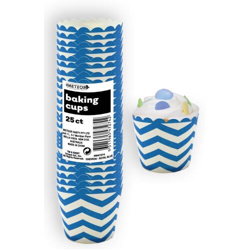 Chevron Royal Blue Paper Cupcake Baking Cups 25 Pack