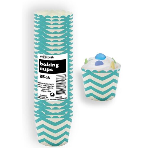 Chevron Caribbean Teal Paper Baking Cups 25 Pack