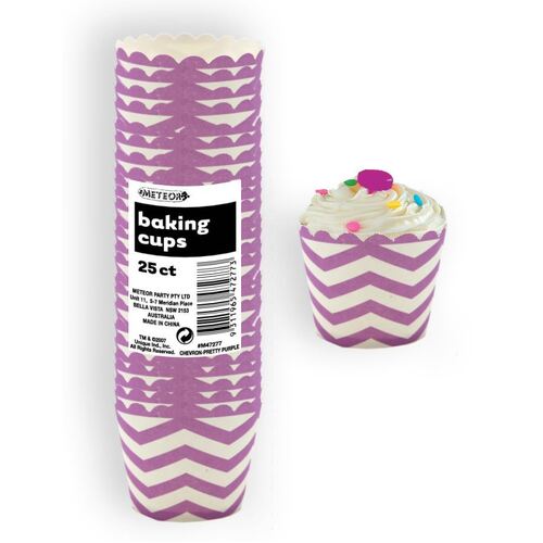 Chevron Ppurple Paper Cupcake Baking Cups 25 Pack