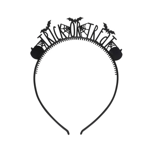 Halloween Trick Or Treat Black Acrylic Headbands 4 Pack