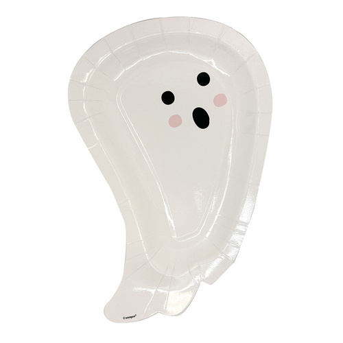 White Ghost Shaped Paper Plates 23cm x 8 Pack