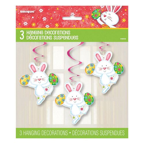 Easter Bunny Hanging Swirl Decorations 3 Pack