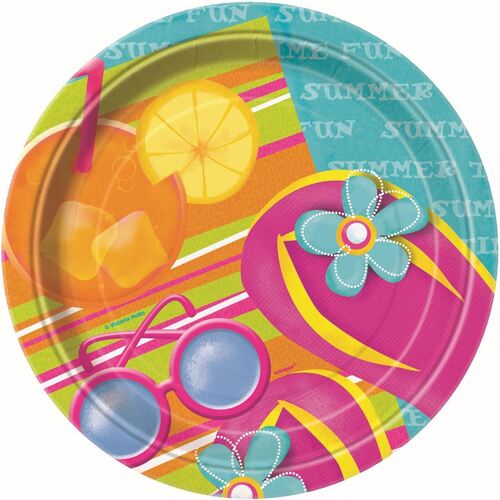 Pool Party Paper Plates 18cm 8 Pack