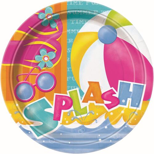 Pool Party Paper Plates 23cm 8 Pack