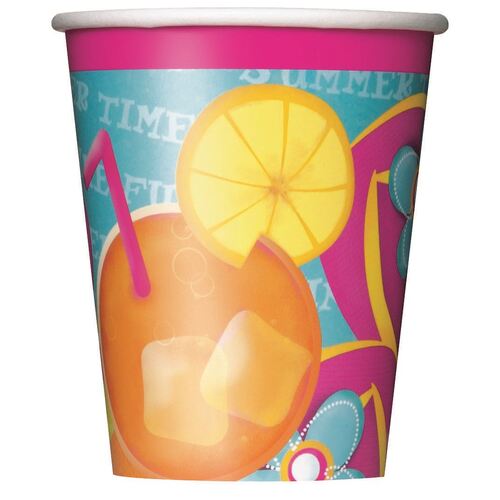 Pool Party Paper Cups 8 Pack 270ml