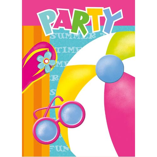Pool Party Invitations 8 Pack