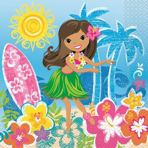 Hula Beach Party Luncheon Napkins 2ply 16 Pack