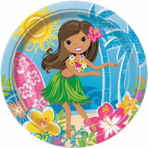 Hula Beach Party Paper Plates 23cm 8 Pack