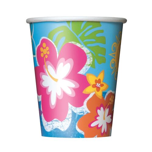 Hula Beach Party Paper Cups 8 Pack 270ml