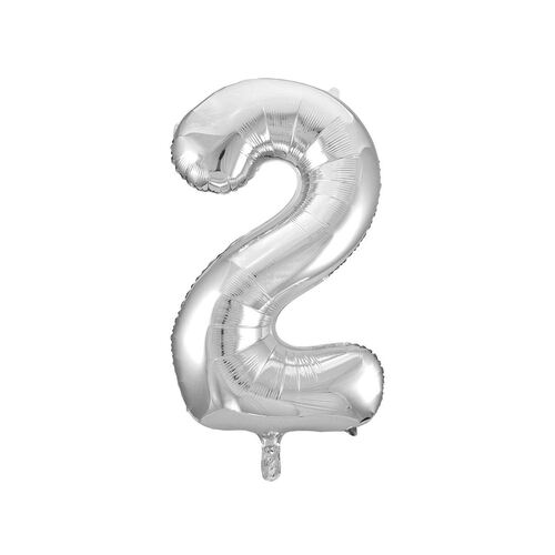 86cm Silver 2 Number Foil Balloon
