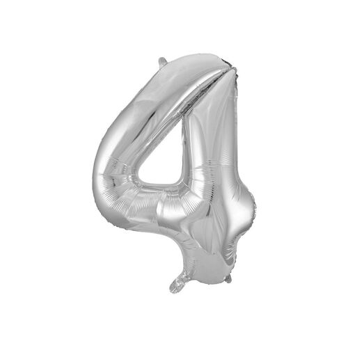 Silver 4 Number Foil Balloon 86cm
