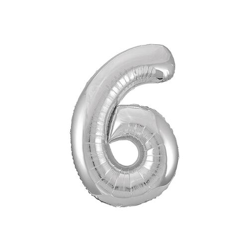 Silver 6 Number Foil Balloon 86cm