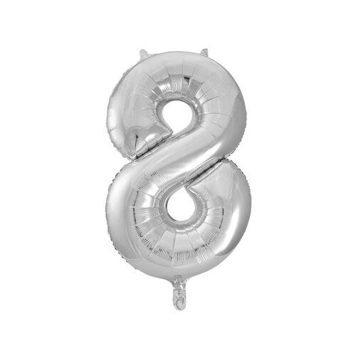 Silver 8 Number Foil Balloon 86cm