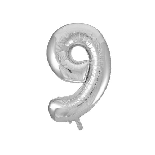 Silver 9 Number Foil Balloon 86cm