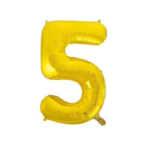 86cm Gold 5 Number Foil Balloon