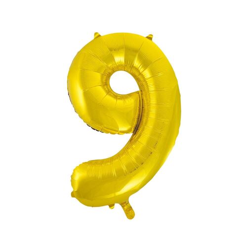 Gold 9 Number Foil Balloon 86cm