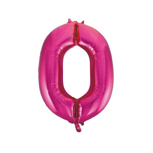 Hot Pink 0 Number Foil Balloon 86cm