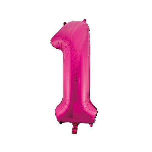 Hot Pink 1 Number Foil Balloon 86cm