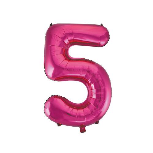 Hot Pink 5 Number Foil Balloon 86cm