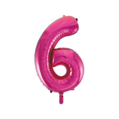 Hot Pink 6 Number Foil Balloon 86cm