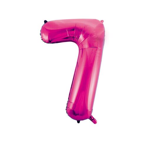 86cm Hot Pink 7 Number Foil Balloon