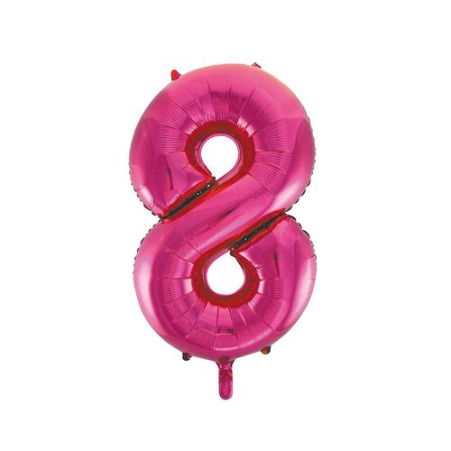 Hot Pink 8 Number Foil Balloon 86cm