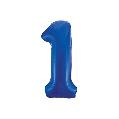 86cm Royal Blue 1 Number Foil Balloon