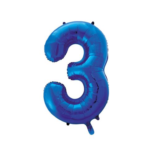 86cm Royal Blue 3 Number Foil Balloon