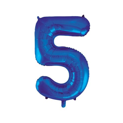 86cm Royal Blue 5 Number Foil Balloon