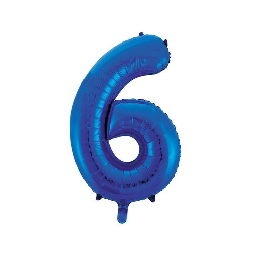 86cm Royal Blue 6 Number Foil Balloon