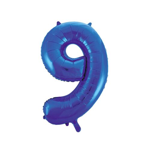 86cm Royal Blue 9 Number Foil Balloon