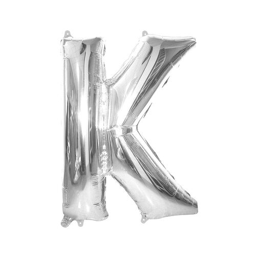 Silver K Letter Foil Balloon 86cm 