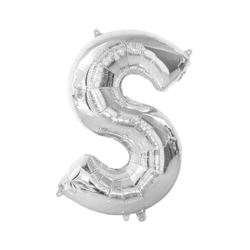 Silver S Letter Foil Balloon 86cm 