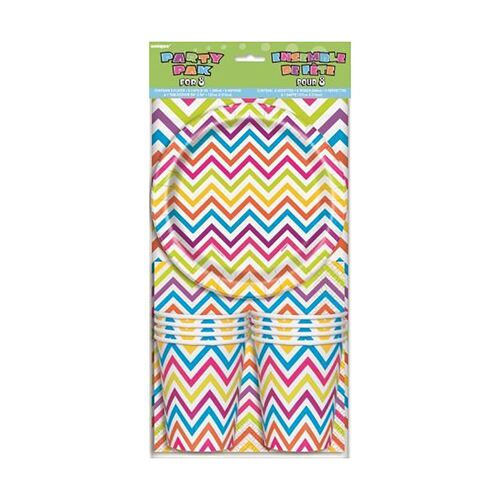 Rainbow Chevron Party pk For 8