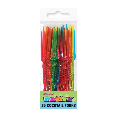 Plastic Pitchforks Assorted Colours 11cm 25 Pack